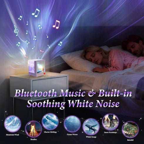 7 Dimmable TOBTOS Northern Lights Projector with Bluetooth Speaker & White Noise - Colors Ocean Wave Night Light