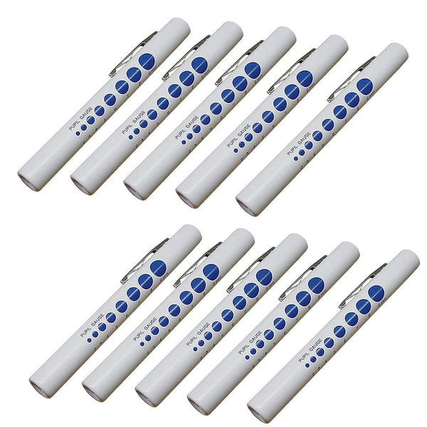 EMI 10 Pack - Bright LED Disposable White Diagnostic Penlights with Imprinted
