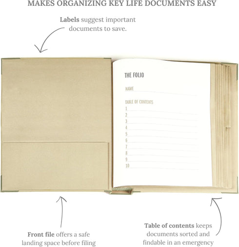 Savor Family Emergency Binder, Custom Dyed Cloth Bound Expanding File Folder for Important Papers and Documents