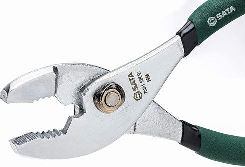 SATA 6-Inch Slip-Joint Pliers, Chrome Vanadium Steel Body with Green Handles