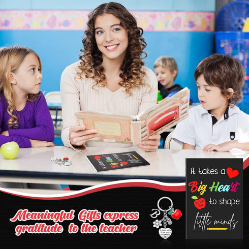 Yinkin Teacher Appreciation Gift Set, Inspirational Notebook and Keychain with Initial (Initial B Style)