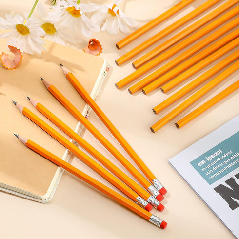 Fumete 400 Pcs Yellow Pencils Bulk, Unsharpened Wood Pencils with Erasers for Kids Students Back to School