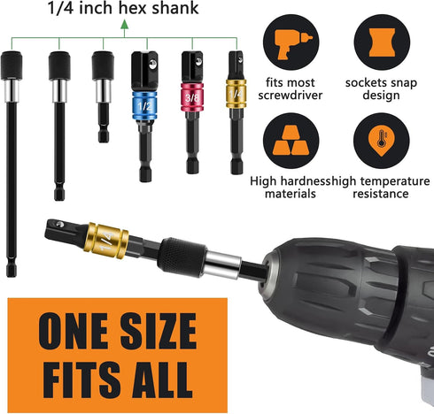 21Pcs 1/4 105 1/4 Bit Holder Cool Gadgets, Windspeed Quick Release Bit Holder Keychain for Impact Driver with Degree