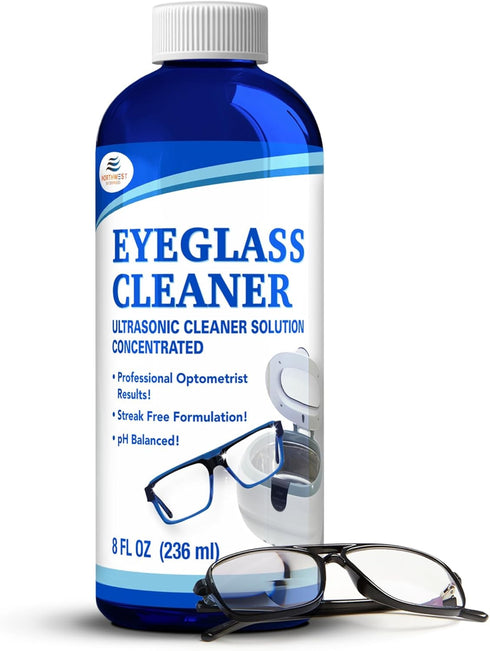 NORTHWEST ENTERPRISES Ultrasonic Eyeglass Cleaner Solution. Concentrated Ultrasonic Glasses Cleaner for use
