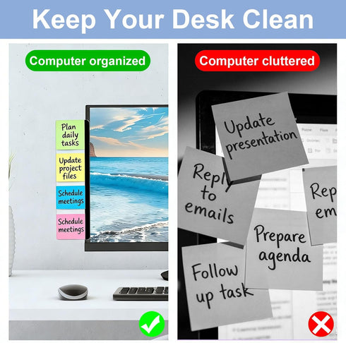 Tesdluy 2PCS 11" 3.1"Clear Computer Monitor Memo Board, x Acrylic Office Desk Accessories, Computer Monitor Side Note