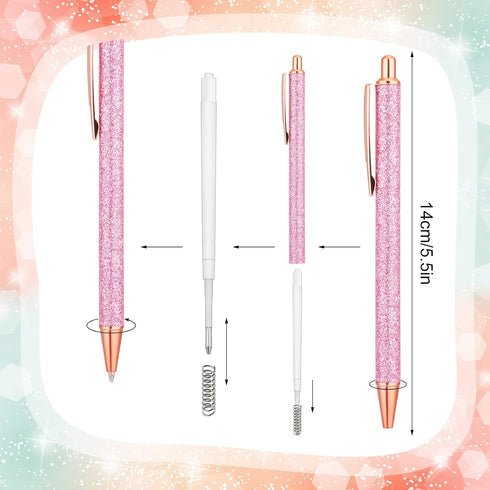Leinuosen 20 Pcs Ballpoint Pens Comfortable Writing Pens Metal Retractable Pretty Pens Black Ink Gift Pens with Medium Point for Office Supplies (Silver, Gold, Dark Pink, Light Pink) by Leinuosen