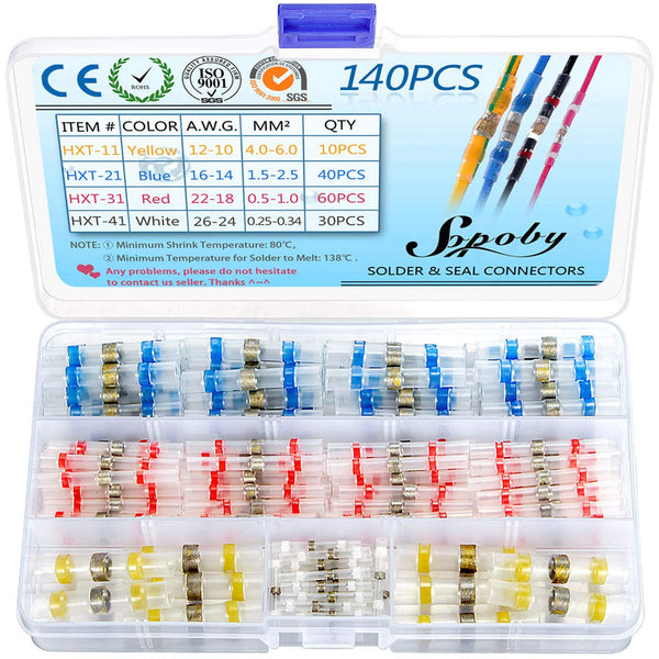 140 PCS Solder Seal Wire Connectors - Sopoby Heat Shrink Solder Connectors Kit