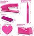 UPIHO Hot Pink Office Supplies Set, Stapler and Tape Dispenser with Clips, Scissors, and Sticky Notes