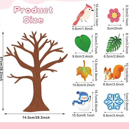 Spakon 168 Pcs Tree Classroom Bulletin Board Decor, Seasonal Tree Cutout Border Set for Back to School