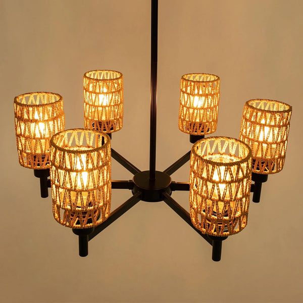 24.8" 6-Light Rustic Retro Ceiling Light Ceiling Mount Lamp, Dimmable Chandeliers, for