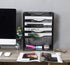 EasyPAG 5 Tier Wall File Organizer, Mesh Hanging File Holder with Bottom Flat Tray, Black