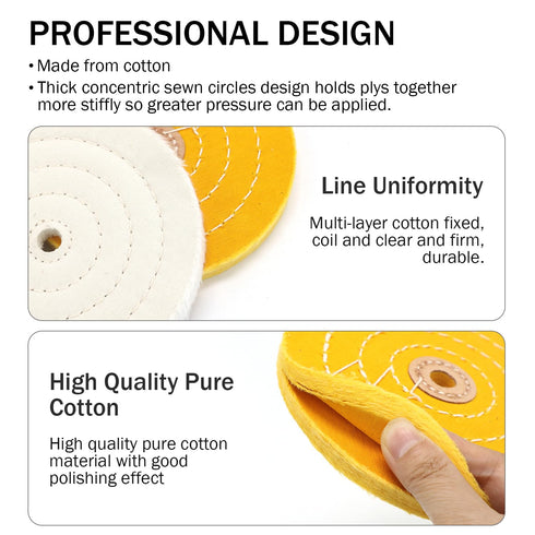 SCOTTCHEN 6inch Buffing Polishing Wheels, 1/2" Arbor Hole, Soft/Fine/Medium for Bench Grinder, 3PCS Kit