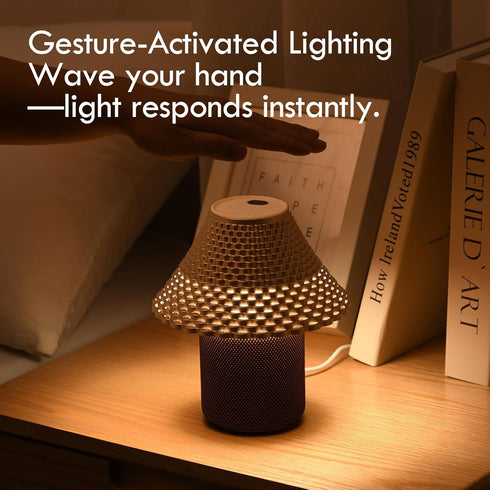 SMARTERIOR 10 Dimmable 30/60/90 Bedside Table Lamp with White Noise Machine - Soothing Sounds, Gesture Control Sensor