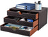 PU Leather Desk Organizer with 3 Drawers, Executive Office Supplies Desktop Filing A4 File Cabinet for Jewelry, Bill,