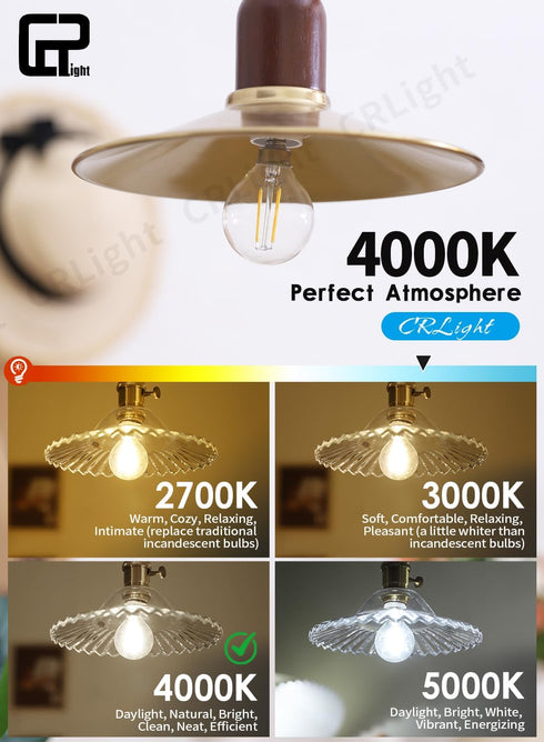 G16.5 Bulbs, 2W 25W 250LM, 4000K E12 Non-Dimmable, 12-Pack CRLight LED Chandelier = Eqv Neutral White, Candelabra Clear