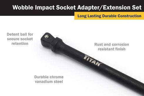 Titan 6-Pc Impact Wobble Adapter Set - Model 49036 for Versatile Socket Use