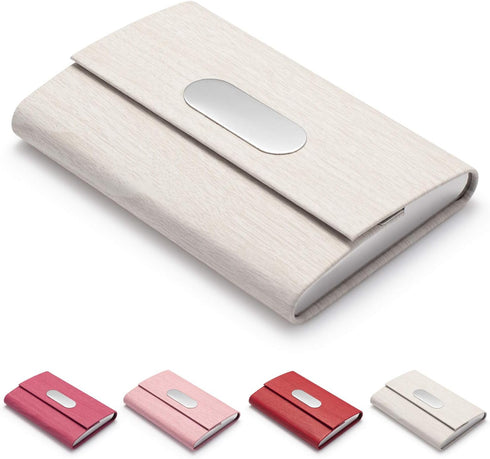 Business Card Holder for Women - PU Leather Slim Case, ID Carrier/Wallet Pocket for Business Name Cards