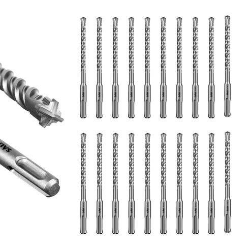 SALI 20PCS 5/16"*6" SDS Plus Rotary Hammer Drill Bit Kit for Concrete and Brick