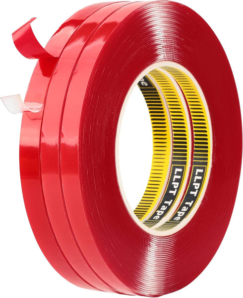 LLPT Double Sided Tape - Acrylic Waterproof Permanent Mounting Tape 0.4 Inch x 108 Ft for Nail Box Home Deco