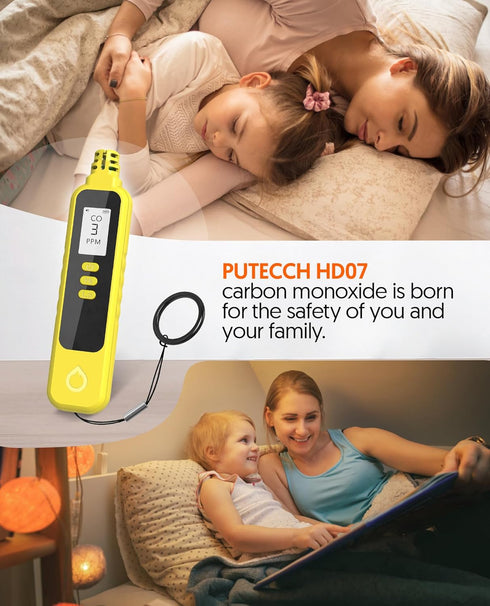 Portable Carbon Monoxide Detectors, Battery Powered Handheld Monitor Alarm Detector with LCD Display for Home/Outdoor