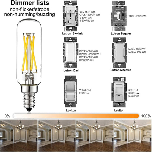 LiteHistory E12 LED Bulb 6W Equivalent, 60W Neutral White 4000K, Dimmable T6 T25 for Chandeliers, Ceiling Fans, 6 Pack