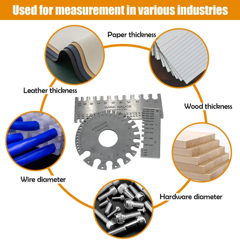 3Pcs Stainless Steel Dual Sided Wire Gauge, Thickness Measurement Tool for Welding and Accessories