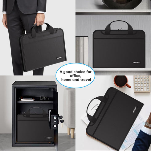 ENGPOW Fireproof Accordion File Organizer, 13 Pockets Document Organizer with Handle & Labels for Home Travel Storage