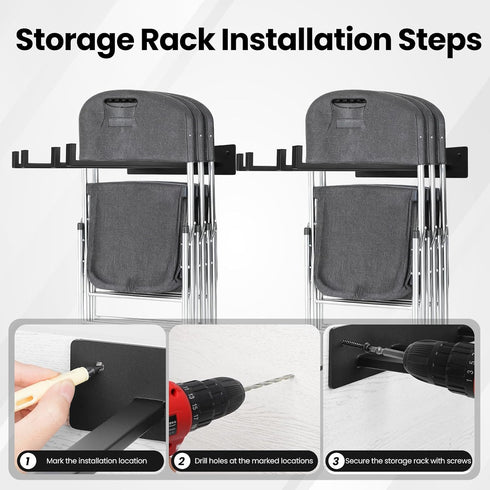 Neiteli 2 Pack 240 lbs Folding Chair Storage Rack,Folding Chair Rack,garage organizer wall mount,tool hangers