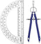 EBOOT Student Geometry Math Set, Drawing Compass and 6 Inch Clear Swing Arm Protractors for 180 Degree (Blue)