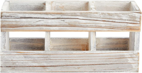 Juvale Rustic-Style Wooden Desk Pencil Holder with 3 Compartments for Office Accessories and Farmhouse Decor