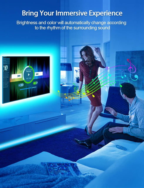13.1ft 45-60in, 5050 MATICOD LED Lights for TV, TV Lights for Music Sync Color Changing Tv Backlight with Bluetooth