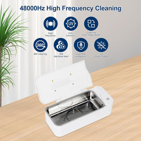 Hapehapy 17oz Ultrasonic Jewelry Cleaner, 500ML, 48KHz Sonic Cleaner with UV for Jewelry, Glasses, Phone, Makeup Brushes