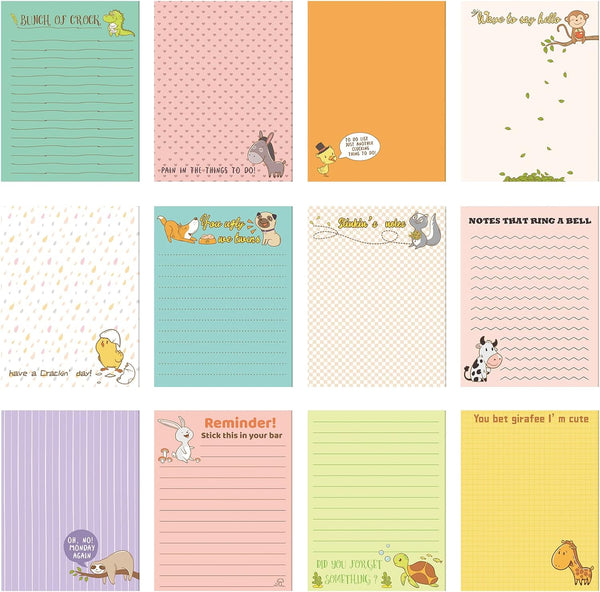 Funny Notepads with Sayings, Sticky Office Supplies To Do List, Assorted Notepad for Workers, 12 Designs