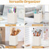 Pen Holder for Desk, Beige Nordic Elegance Square Silicone Pencil Cup Stand for Home, Kids, School Supplies