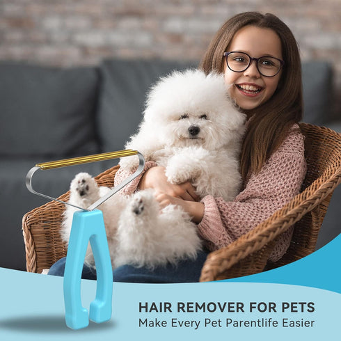 Carpet Rake and Lint Remover, Pet Hair Remover for Carpets, Couch, Furniture & Rug (Blue)