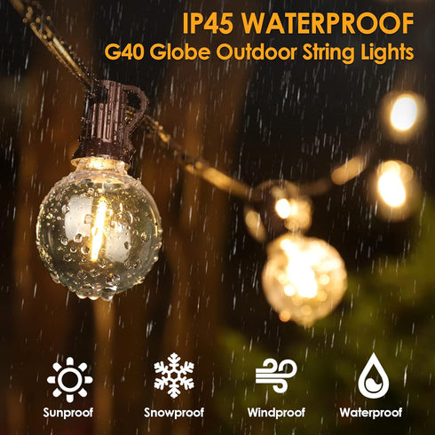 Mlambert 50Ft G40 Dimmable 27 Bulbs(2 LED Outdoor String Lights Globe Patio Light, Waterproof Hanging String Light