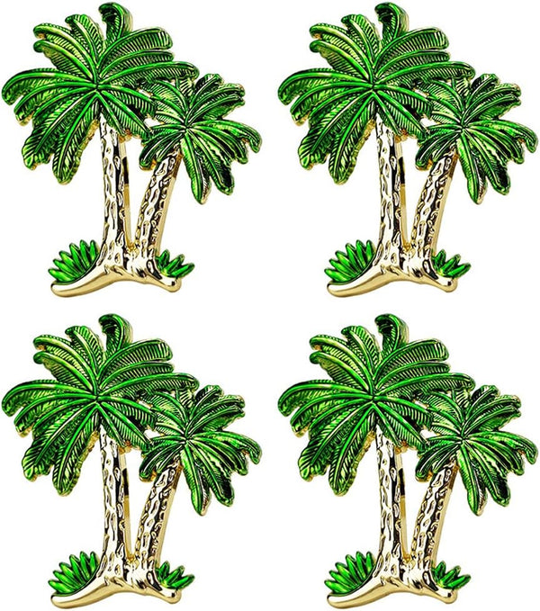 Palm Tree Cabinet Knobs, Zinc Alloy Single Hole for Kitchen Cabinet Drawer Dresser Handles, 4 Pieces (Green)