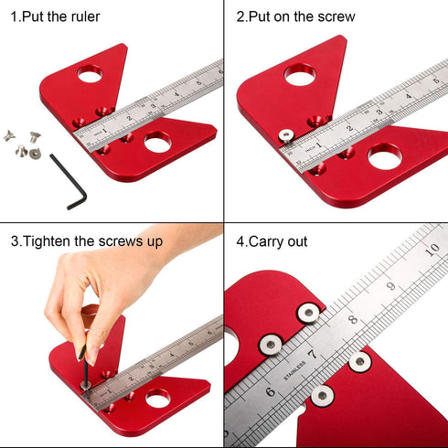 Aluminum Alloy Square Center Scribe Center Finder Line Gauge Carpenter Ruler Woodworking Measuring Tool