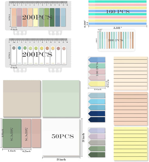 BAYTORY 1610 Sheets Transparent Sticky Notes with Highlighter Tape, Clear Waterproof 3 x 3 inch See Through Memo Pad, Self-Adhesive Translucent Writable Index Tabs for Annotating Books
