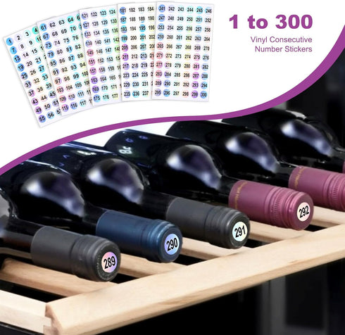 1-300 Number Stickers: 10 Sheets Self Adhesive Label Stickers, Waterproof Round Stickers, Reflective Laser Number