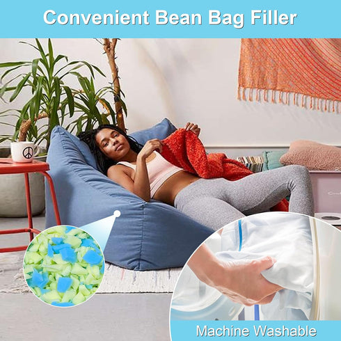 6LBS Bean Bag Filler Shredded Memory Foam Refill with Cooling Gel, Soft & High Resilience Foam Filling for Bean Bag