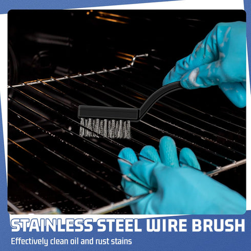 60 Set 6.7 Inches Pcs Mini Wire Brush Stainless Steel Wire Bristle Scratch Brush Small Metal Brush for Cleaning Curved