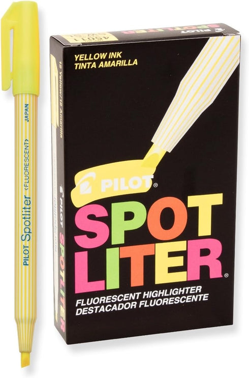 Pilot Spotliter Fluorescent Highlighters, Yellow, Chisel Tip, Dozen Box (45011)