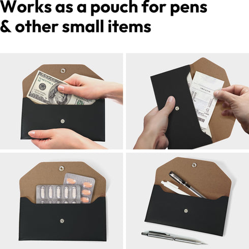 Carrotez Money Envelopes for Cash (PU Leather), Reusable Cash Envelope Wallet for Travel and Budgeting, 1 ea, No Letter