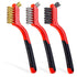 Wire Brush Set 3Pcs - Nylon, Brass, Stainless Steel Bristles with Curved Handle for Rust, Dirt & Paint Scrubbing