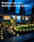 12 Pack 4 Solar Ground Lights Outdoor Waterproof, Upgraded Solar Garden Lights with Side Light, Stainless Steel Solar