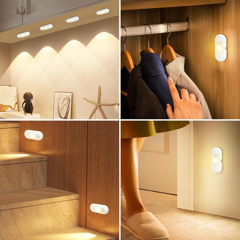 Closet Dimmable Counter 4Pack, LED Motion Sensor Puck Lights, Magnetic Rechargeable Under Cabinet Lighting, Wireless