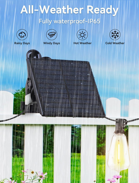 50FT 18+1 ST38 Bulbs, Dimmable&3 Brightever Solar String Lights Outdoor Waterproof, Patio Lights Solar Powered