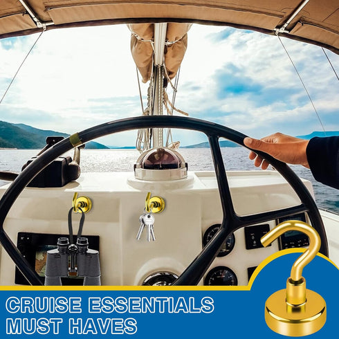 LOVIMAG Cruise Essentials, 28lbs Cruise Door Magnets, Yellow Magnetic Hooks for Cruise Cabins, 12 Pack