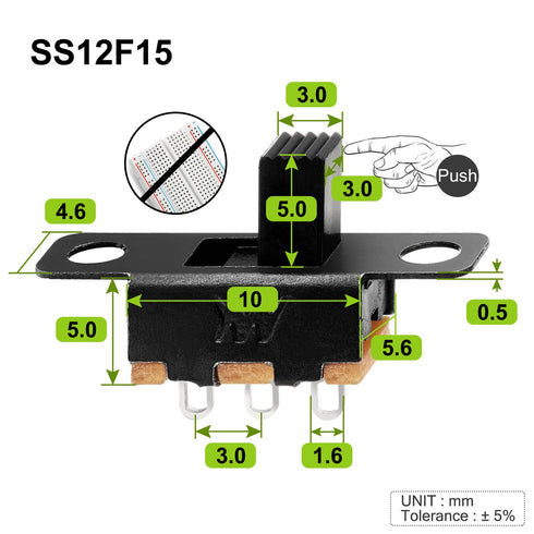 Chanzon SPDT Mini Micro Slide Switch, 1p2t 2 Position, 150pcs Vertical Slide Switch Panel Mount